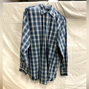 Daniel Cremieux 100% Cotton Men’s Button Down Shirt Blue Green White Mens XL
